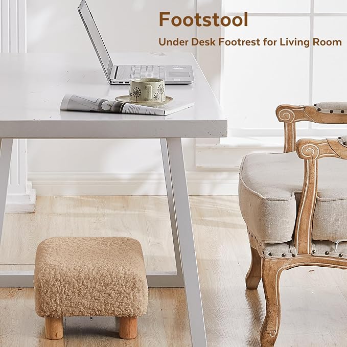 Small Foot Stool Ottoman, Sherpa Footstool Ottoman Foot Rest - Image 8