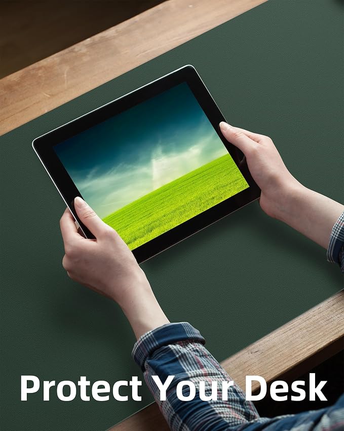 Leather Desk Pad Protector, Mouse Pad, Office Desk Mat, Non-Slip PU Leather - Image 3