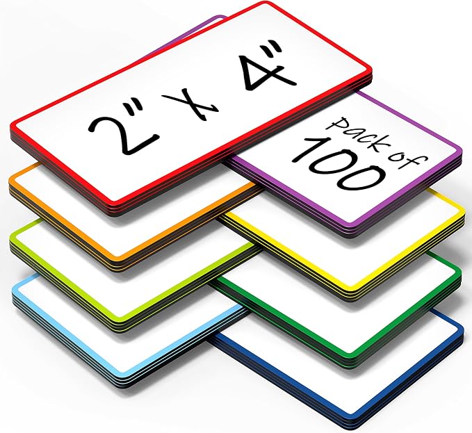 100 Pack Dry Erase Magnetic Labels 2x4 in by Juzari