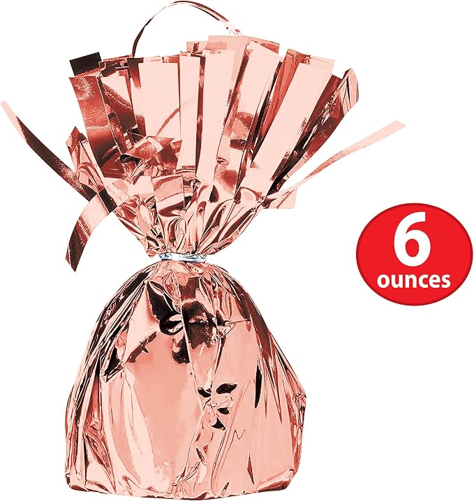 Beistle Metallic Wrapped Balloon Weight – 12 Pack, Rose Gold Balloon - Image 2