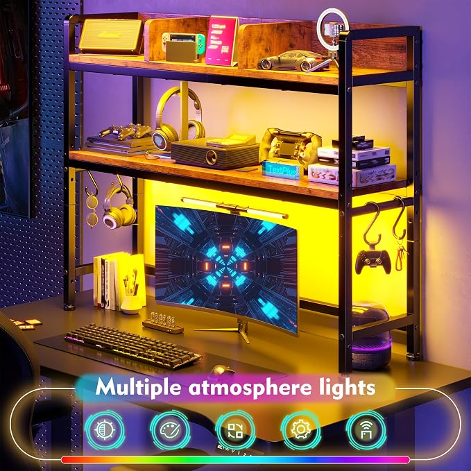 REIBII 2-Tier Desk Shelf with LED - Image 3
