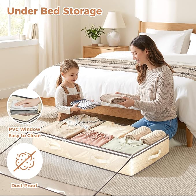90L Under Bed Storage Containers, Closet Organizers and Storage Bins, Foldable - Image 2
