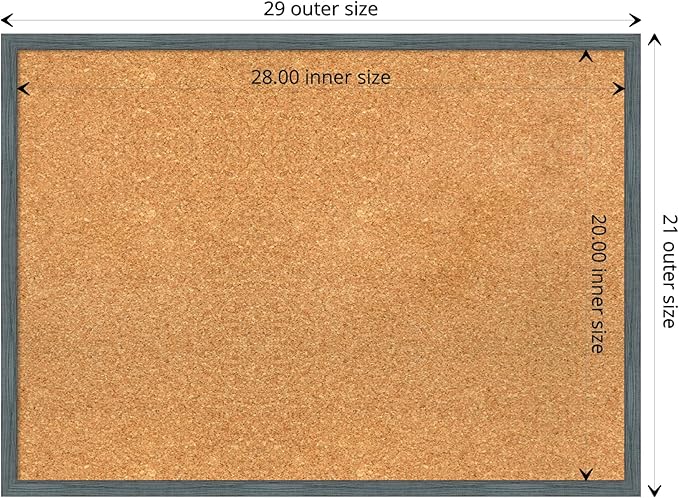 Amanti Art Natural Cork Board for Wall, 21x29 Vision Board with Blue Wood Frame, Medium Corkboard Office Decor for Home Organization, Rustic Farmhouse Corkboard Pinboard to display items for home-DeskLoop Office