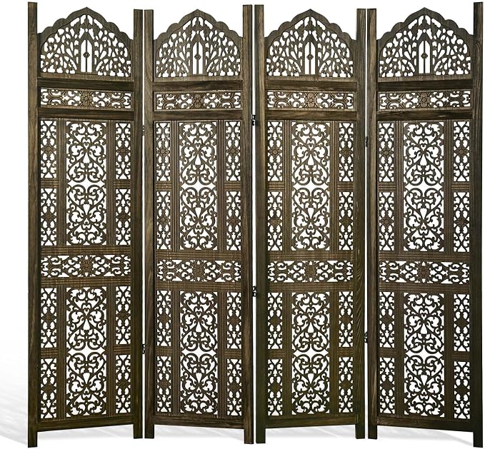 5.75Ft Room Divider Wood Screen, 33Lbs Durable Antiqued Style MDF Carved by Svimi