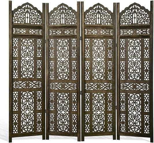 5.75Ft Room Divider Wood Screen, 33Lbs Durable Antiqued Style MDF Carved by Svimi