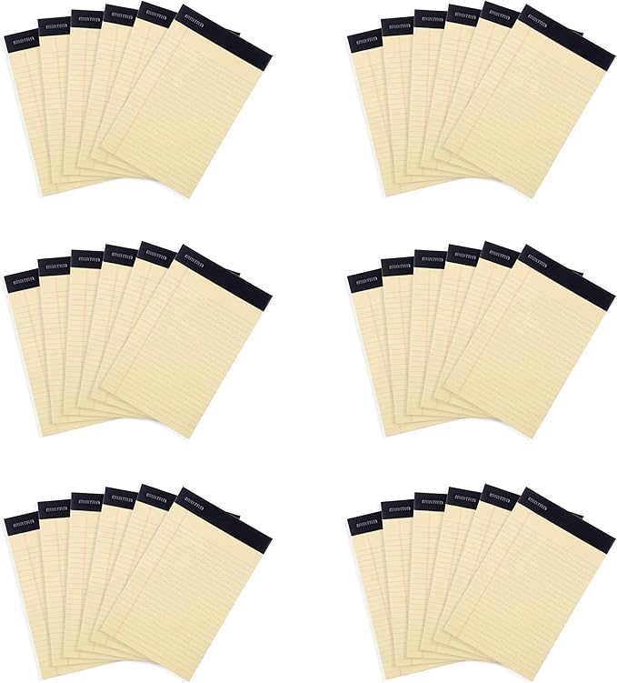 Mintra Office Legal Pads, ((xBasic, 5in x 8in, Narrow (Canary), 36pk (6-6pks))-DeskLoop Office