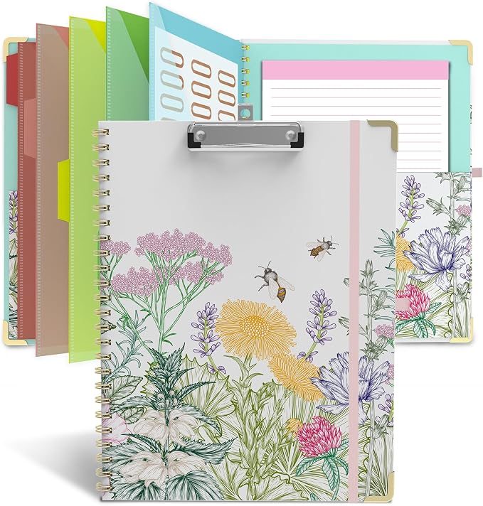 Clipboard Folio with Storage 8.5 X 11 Padfolio Notebook, Clipboards with by TELOENCE