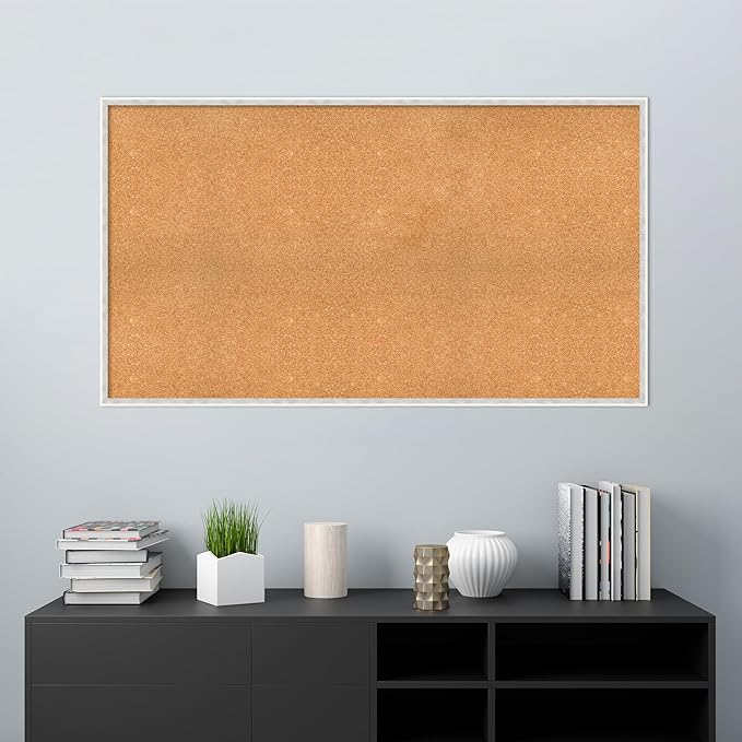 Amanti Art Natural Cork Board for Wall, 31x55 Vision Board with White Frame, Oversize Corkboard Office Decor for Home Organization, Modern Corkboard Pinboard to Display Items for Home Organization in-DeskLoop Office