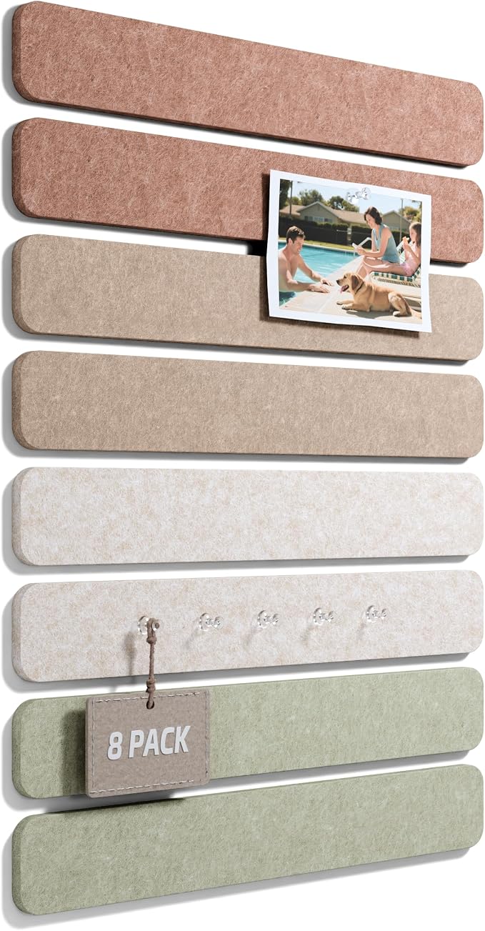 Fluxynara Cork Board Alternative Felt Strip Board 8-Pack 13"x2", Office Pin by FLUXYNARA