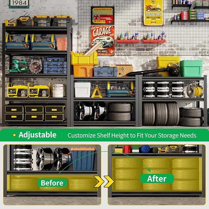 CBCNWR 72''H Garage Storage Shelves, 2500LBS Steel Heavy Duty Storage Shelves - Image 4