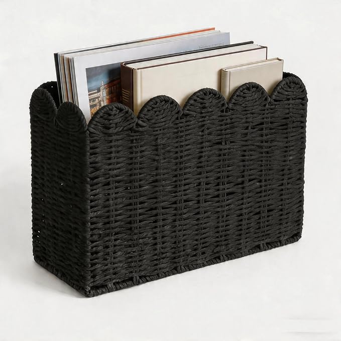 Black Paper Rope Magazine Holder by Rattanzenith