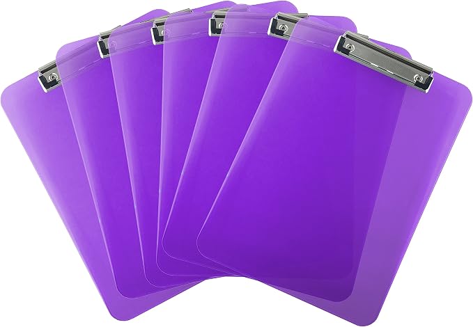 Trade Quest Plastic Clipboard Transparent Color Letter Size Low Profile Clip by Trade+Quest+Global+Corp