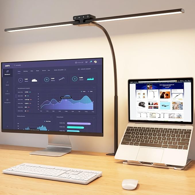 24W Led Desk Lamps with Clamp for Office Home, 31.5-in Double Head, Dimmable 4 by EppieBasic