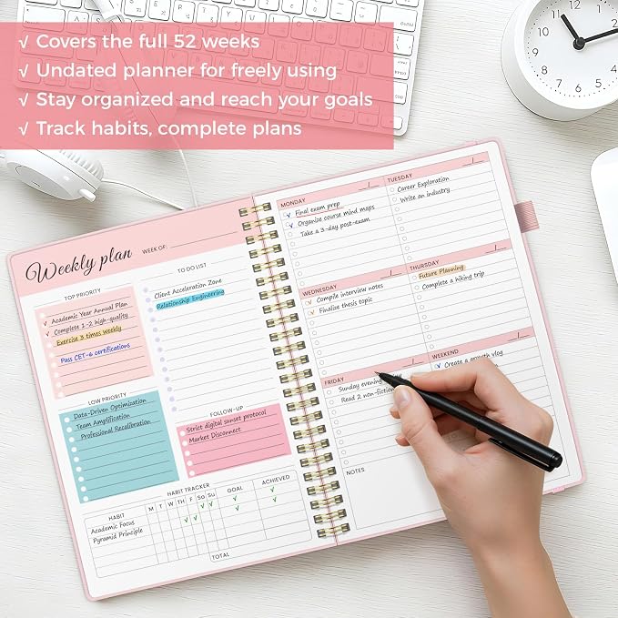 Oucaru Undated Weekly Planner, A5 To Do List Notebook - Image 6