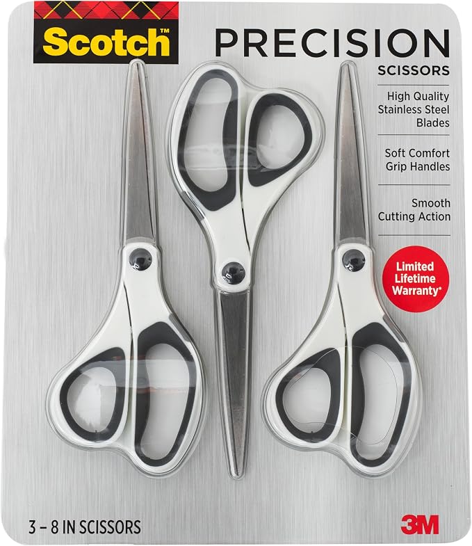 Scotch Precision Ultra Edge Scissors, 8 inch scissors 3-8 inch scissors/pack by Unknown
