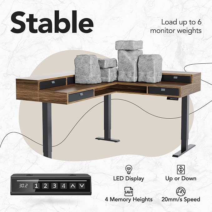 HUANUO 65.5" × 57.6" Electric L Shaped Standing Desk - Image 8
