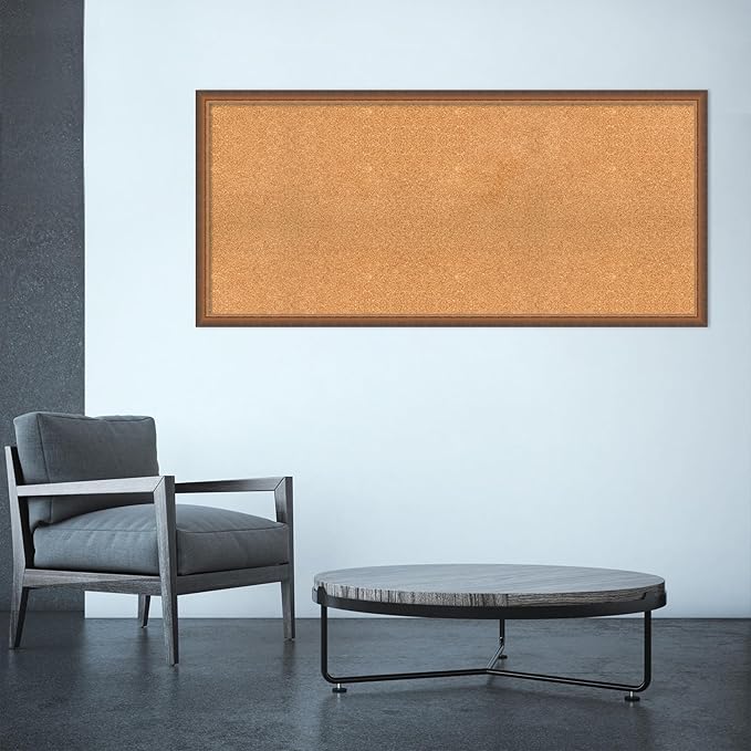 Amanti Art Natural Cork Board for Wall, 24x52 Vision Board with Bronze Frame, Oversize Corkboard Office Decor for Home Organization, Modern Corkboard Pinboard to Display Items for Home Organization-DeskLoop Office