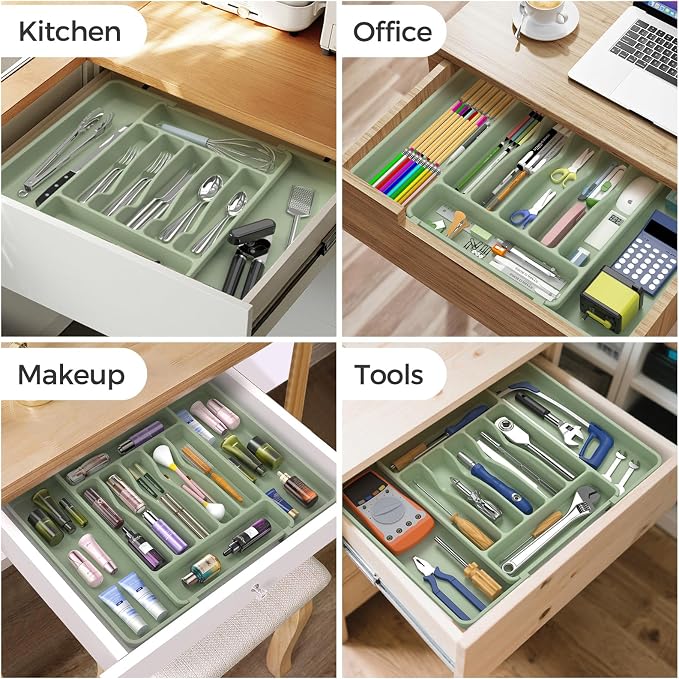 ukeetap Extra Large Expandable Silverware Organizer, BPA-Free Food-Safe Cutlery - Image 8