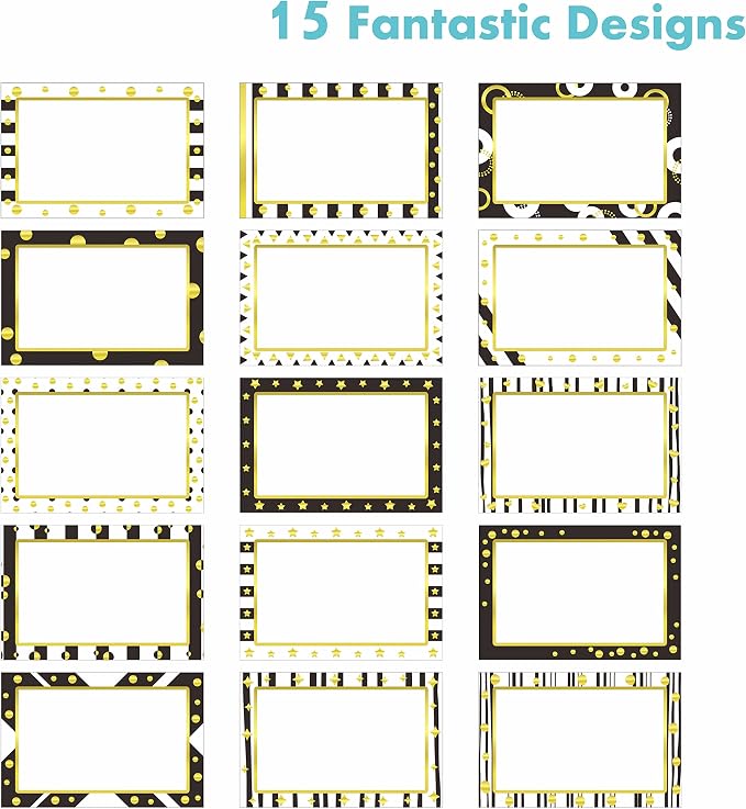405 PCS Gold Metallic Name Tag, Blank Name Labels in 15 Designs - Image 3