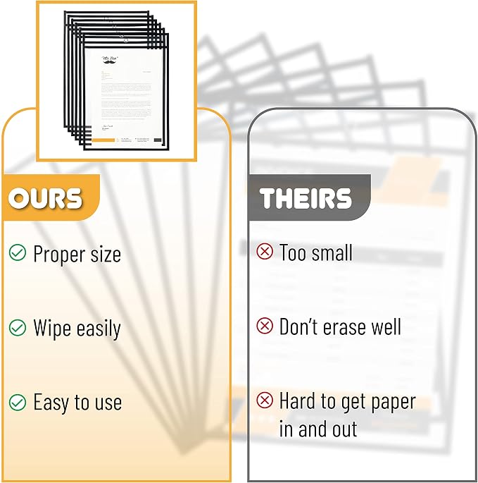 Mr. Pen- Reusable Dry Erase Pocket Sleeves, 10.2" x 14", 6 Pack, Ticket Holders - Image 5