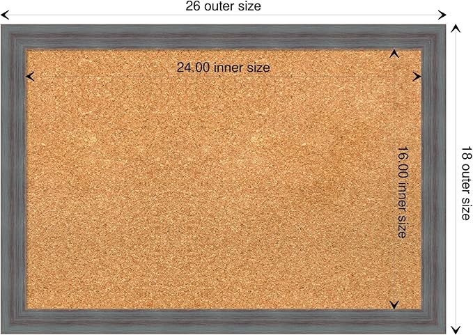 Amanti Art Natural Cork Board for Wall, 18x26 Vision Board with Blue Wood Frame, Medium Corkboard Office Decor for Home Organization, Rustic Farmhouse Corkboard Pinboard to display items for home-DeskLoop Office