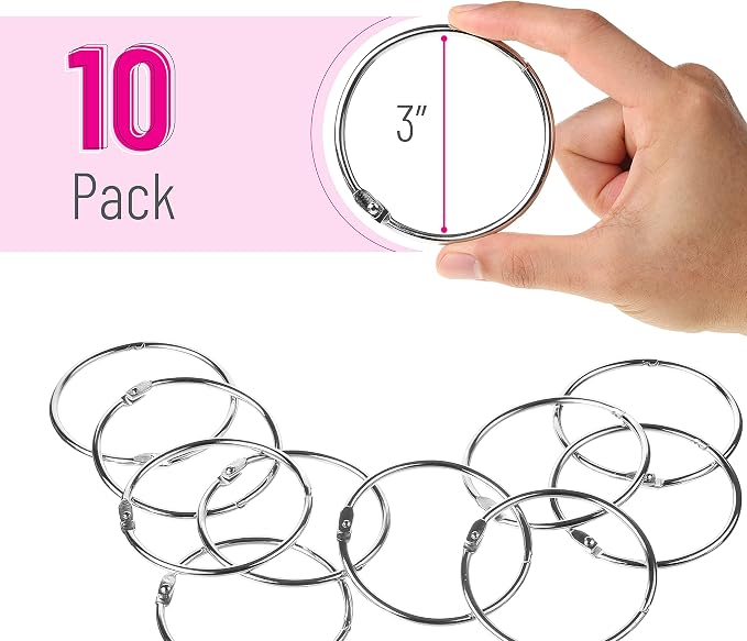 Mr. Pen- Loose Leaf Binder Book Rings, 3 Inch, 10 Pack | Metal Binder Rings - Image 2