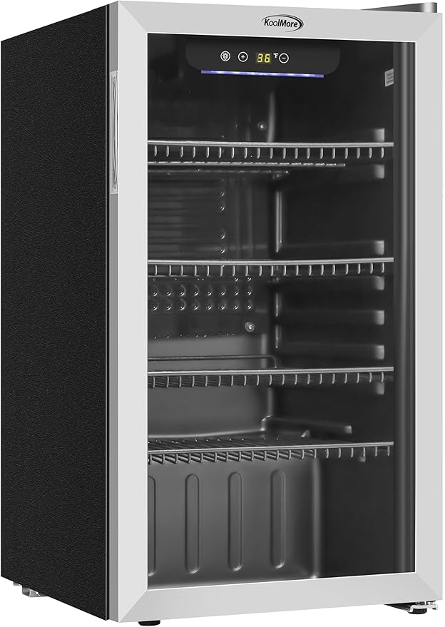 KoolMore 18 in. 3.2 Cu. Ft. Beverage Refrigerator Merchandiser with Stainless Steel Trim and Touch Panel For Soda, Beer or Wine Perfect for Use in a Commercial or Home Setting, ETL Listed (KM-BR32SS)-DeskLoop Office