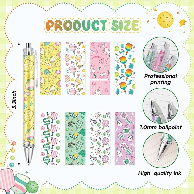 Ireer 8 Pcs Ballpoint Pens for Women 1.00 mm Cute Black Ink Pens Fine Point - Image 2