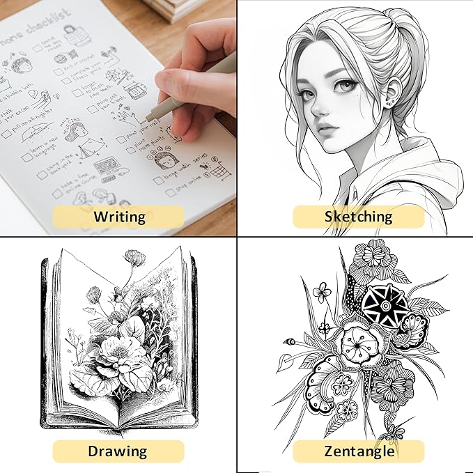 16pcs Fineliner Micro Drawing Art Pens, Black Waterproof Pigment Ink Set for Artists, Sketching, Manga, Watercolor, Calligraphy, and Detail Outlining Archival Quality Inking Markers-DeskLoop Office