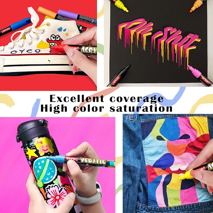 SFAIH Acrylic Creative Markers - 3mm Replaceable Nibs 8 Colors - Image 3