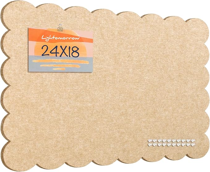 Lightomorrow Scalloped Bulletin Board, 24 x 18 Inches Felt Pin Board by Lightomorrow