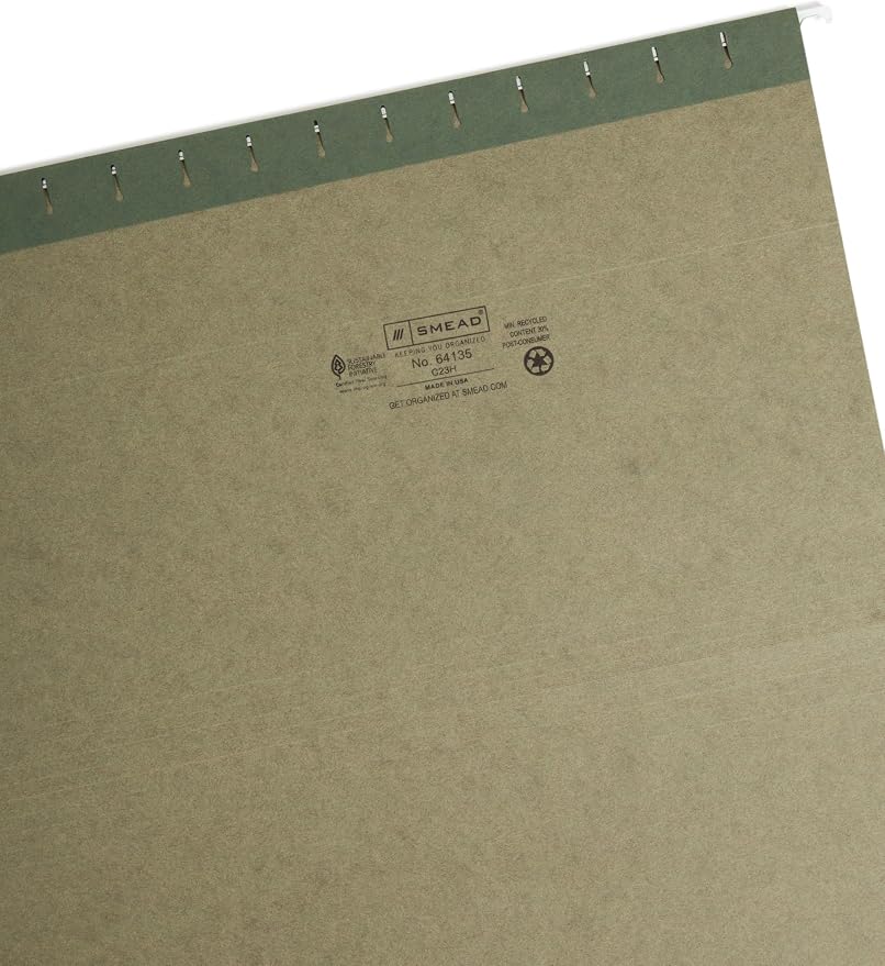 Smead Hanging File Folder with Tab, 1/3-Cut Adjustable Tab, Legal Size - Image 3