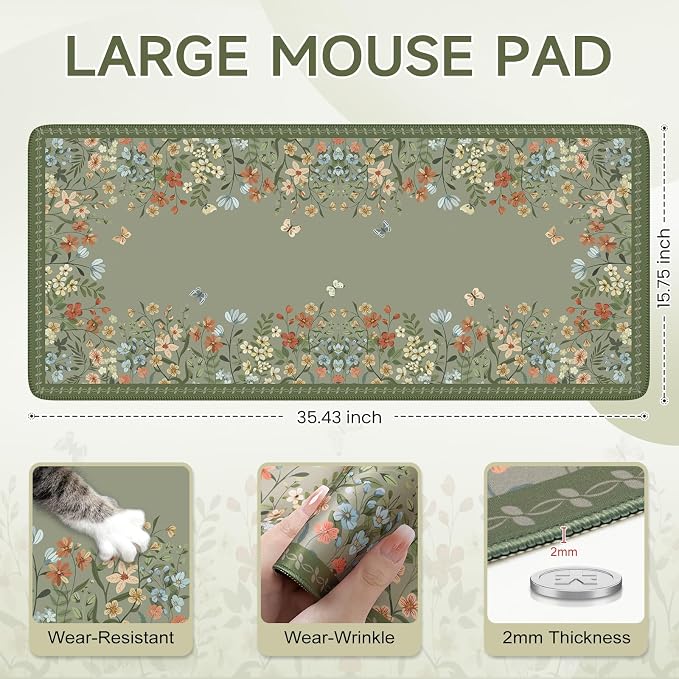 iCasso Desk Mat for Keyboard and Mouse, Large Keyboard Mat Non-Slip, Cute Desk - Image 2