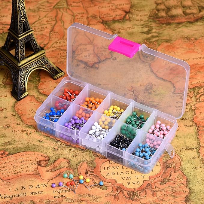 Outus 500 Pieces Map Push Pins Map Tacks Plastic Round Head Tacks - Image 6