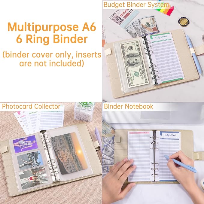 Antner A6 Notebook Binder Refillable 6 Ring Budget Binder Cover - Image 5
