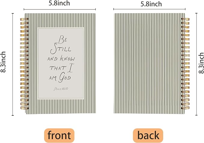 Green Striped Christian Notebook Journal, Psalm 46:10 Bible Notebook - Image 5