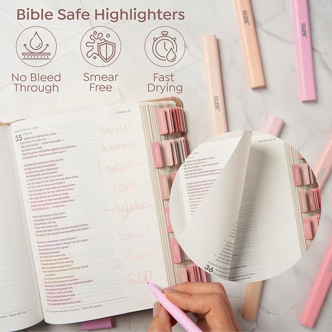 BLIEVE Bible Highlighters No Bleed Through, Pastel Colors, Dual Tip, 8 Pack | - Image 6