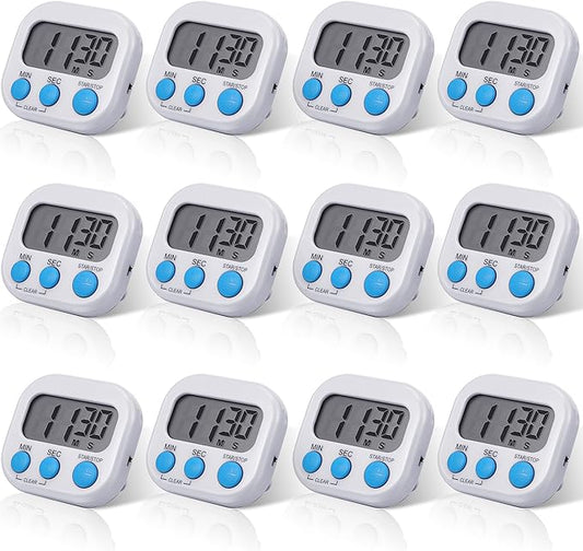 Weewooday 12 Pcs Digital Kitchen Magnetic Timer Bulk Classroom Count up by Weewooday