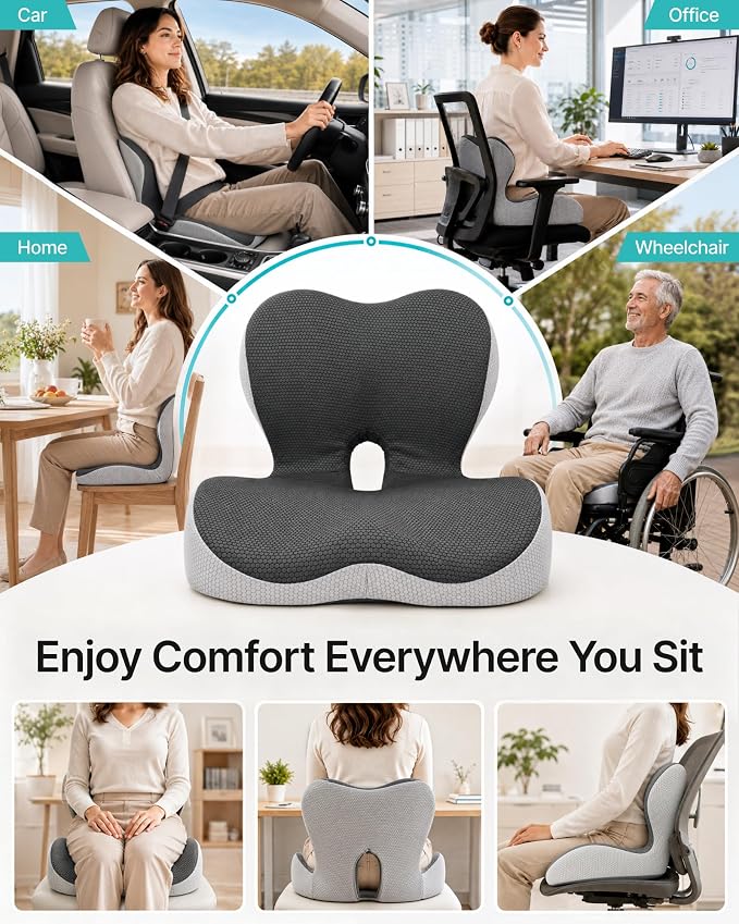 PEGZONE Seat Cushion & Ergonomic Lumbar Support Pillow Memory Foam Cushion - Image 8