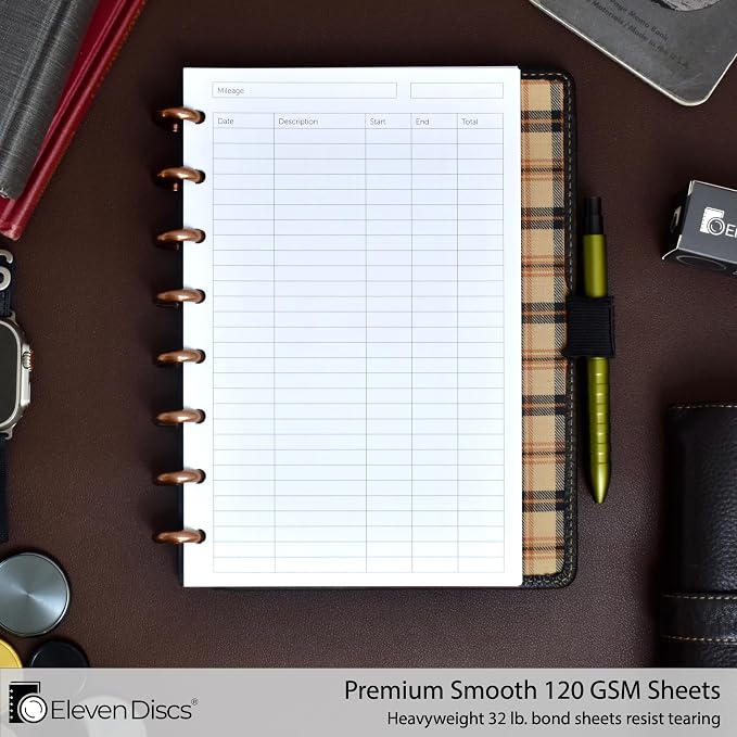 Eleven Discs Discbound Paper, Junior Size Mileage Log Sheets - Image 2