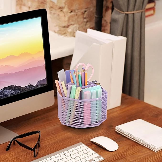 Exerz Desk Organiser/Mesh Desk Tidy Candy/Pen Holder/Multifunctional Organiser 360 Rotating-DeskLoop Office