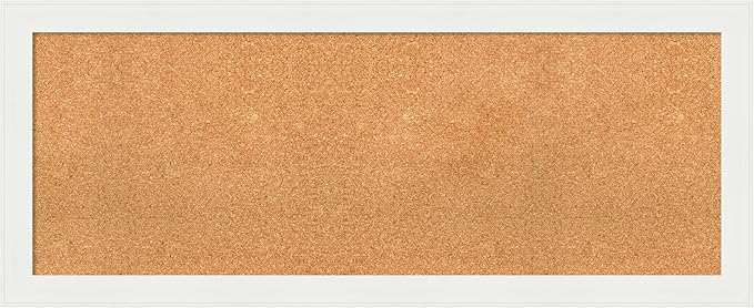 Amanti Art Natural Cork Board for Wall, 19x47 Vision Board with White Frame, Oversize Corkboard Office Decor for Home Organization, Casual Corkboard Pinboard to Display Items for Home Organization in-DeskLoop Office