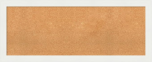 Amanti Art Natural Cork Board for Wall, 19x47 Vision Board with White Frame, Oversize Corkboard Office Decor for Home Organization, Casual Corkboard Pinboard to Display Items for Home Organization in-DeskLoop Office