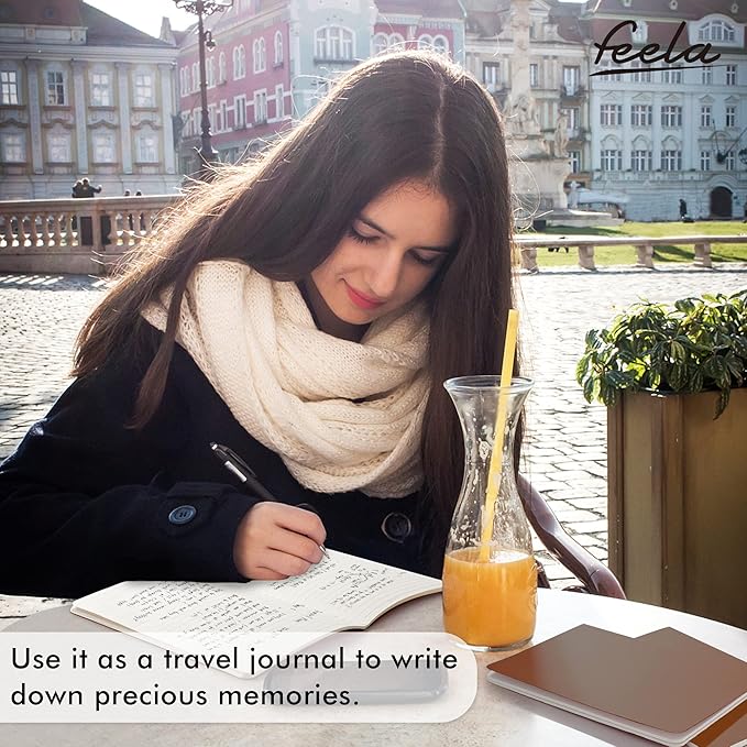 feela 8 Pack Soft Cover Journal Bulk, Notebooks College Ruled for Work, Lined Travel Journal for Women Men, Note Taking Notebook School Supplies Business Writing, 8.2” x 5.5”, A5, Brown-DeskLoop Office