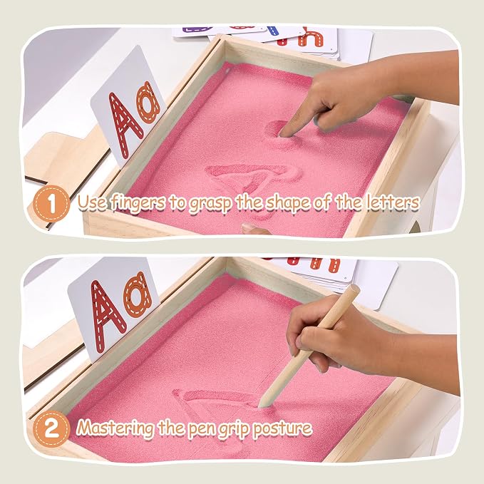 Montessori Sand Tray for Kids, Writing Play Sand Tray - Image 6