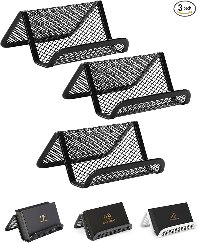 Mr. Pen- Metal Mesh Business Card Holders, 3 Pack, and Business Use, Flat and by MrPen