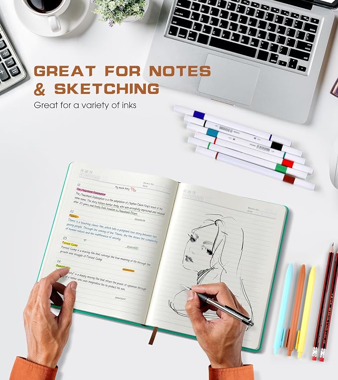 Biuwory A5 Leather Journal Notebook, 140 Lined Pages, Hardcover 5.7"×8.3" | - Image 5
