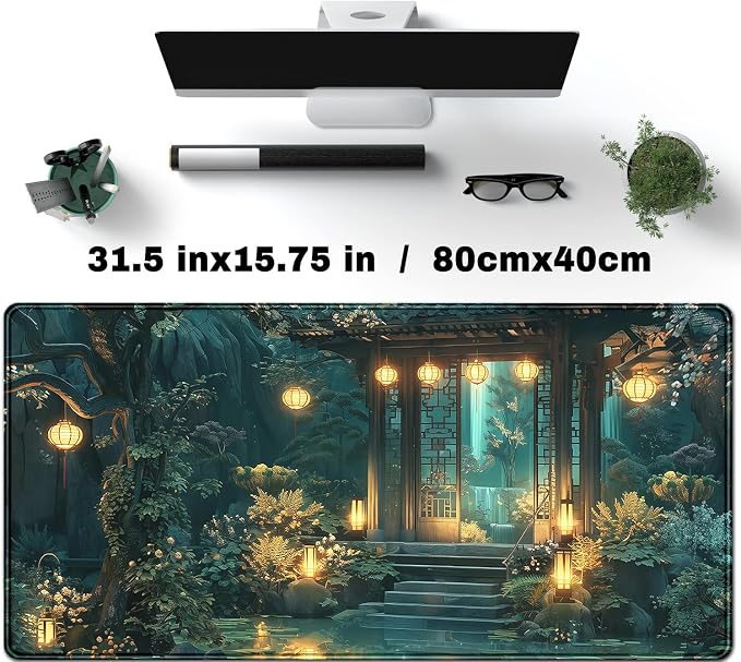 Cozy Anime Mouse Pad- Green Lofi Desk Mat - Image 6