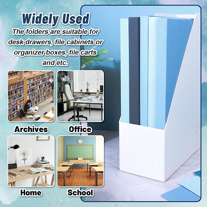 Whaline 24 Pack Dusty Blue File Folders Letter Size 6 Colors Gradient Blue File - Image 4