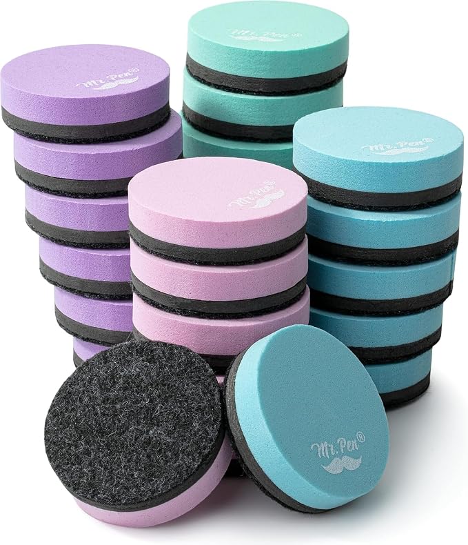 Mr. Pen- Round Magnetic Dry Erase Erasers, 24 Pack | Colorful Small Magnetic - Image 6